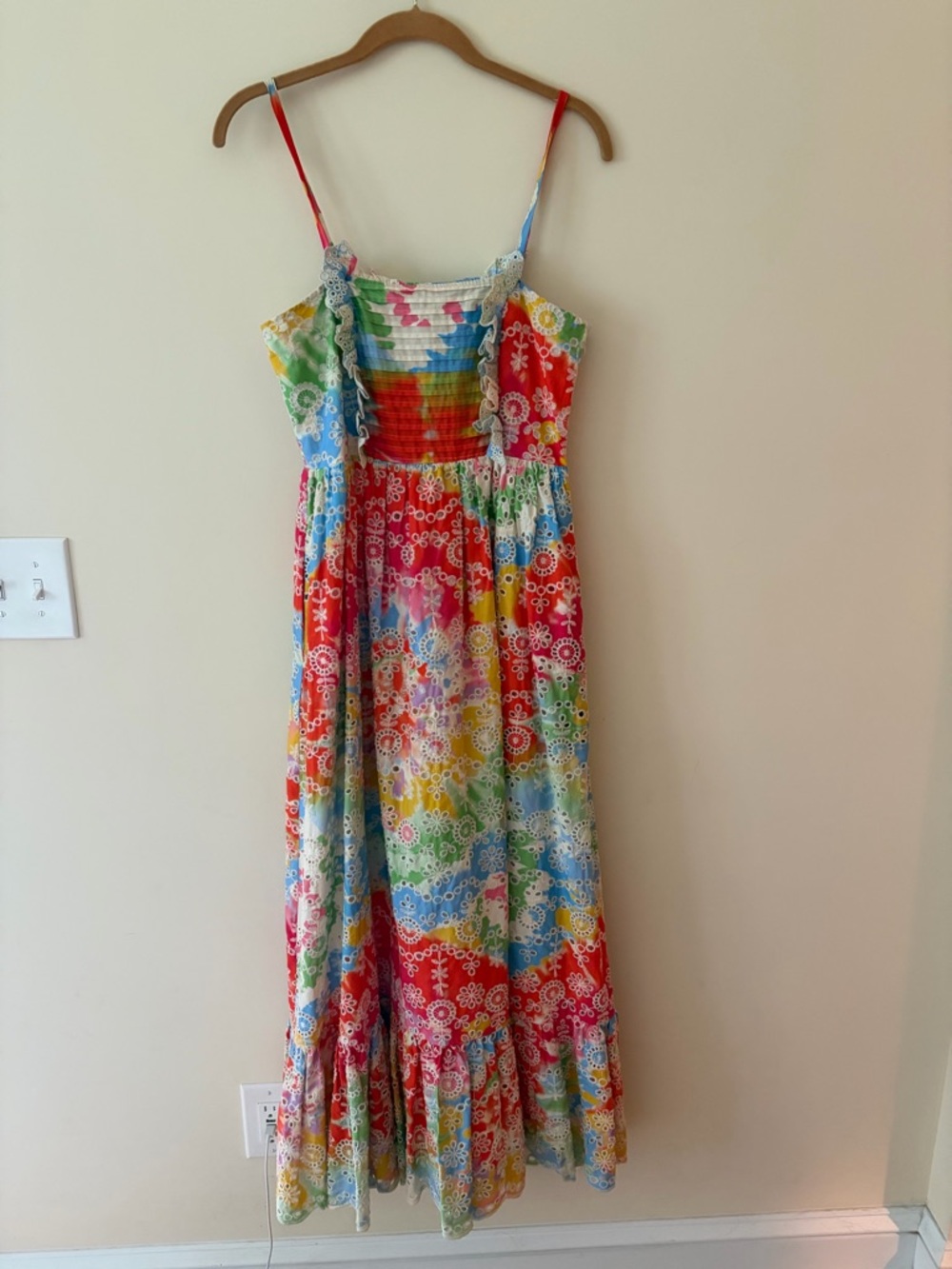 Women’s Multicolor Floral Maxi Dress with Smocked Bodice